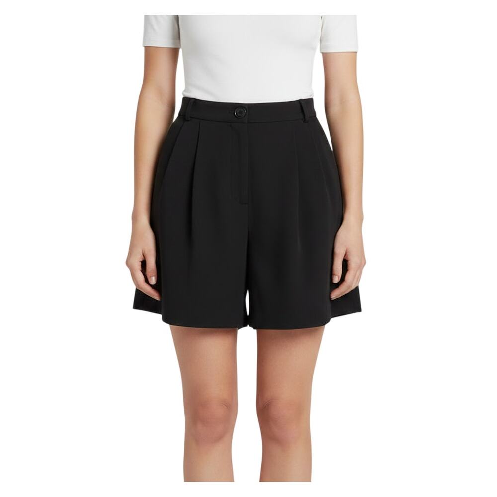 Topshop Black Pleated Front Shorts Women Size 14 NWT